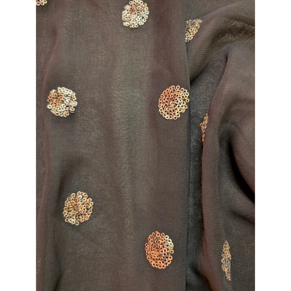 Women's New Directions Sheer Polka Dot Blouse Black Small - Picture 4 of 6